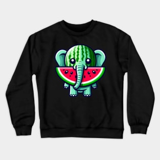 Sweet Serenity: Elephant Watermelon Wonderland Crewneck Sweatshirt